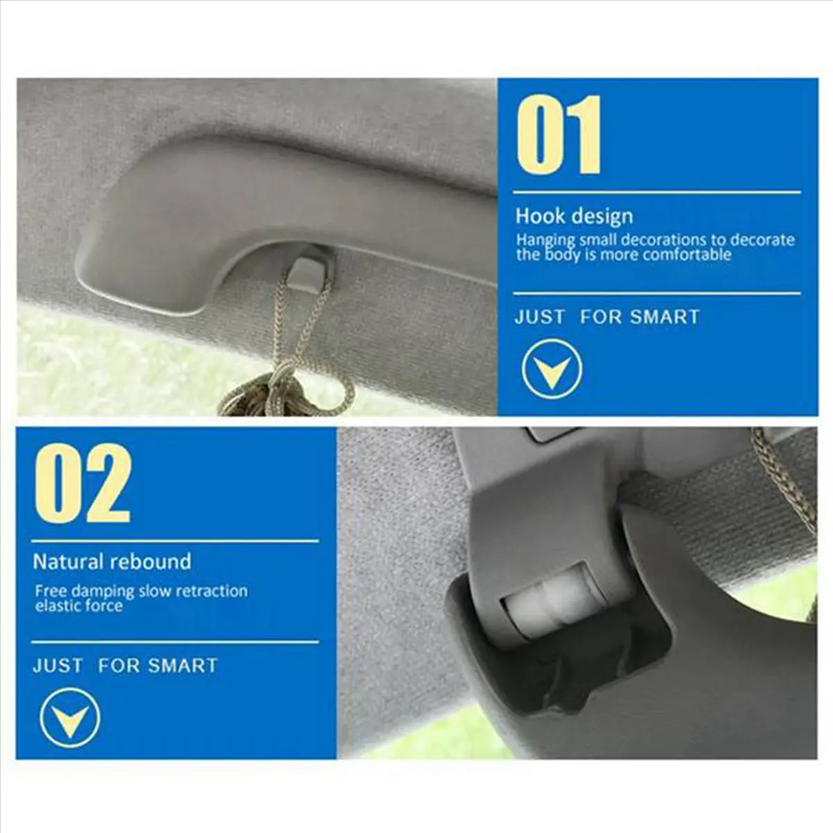#52C Automotive Parts & Accessories,Right Passenger Roof Grip Handle for Mercedes-Benz Smart Fortwo 15-19 (Grey)