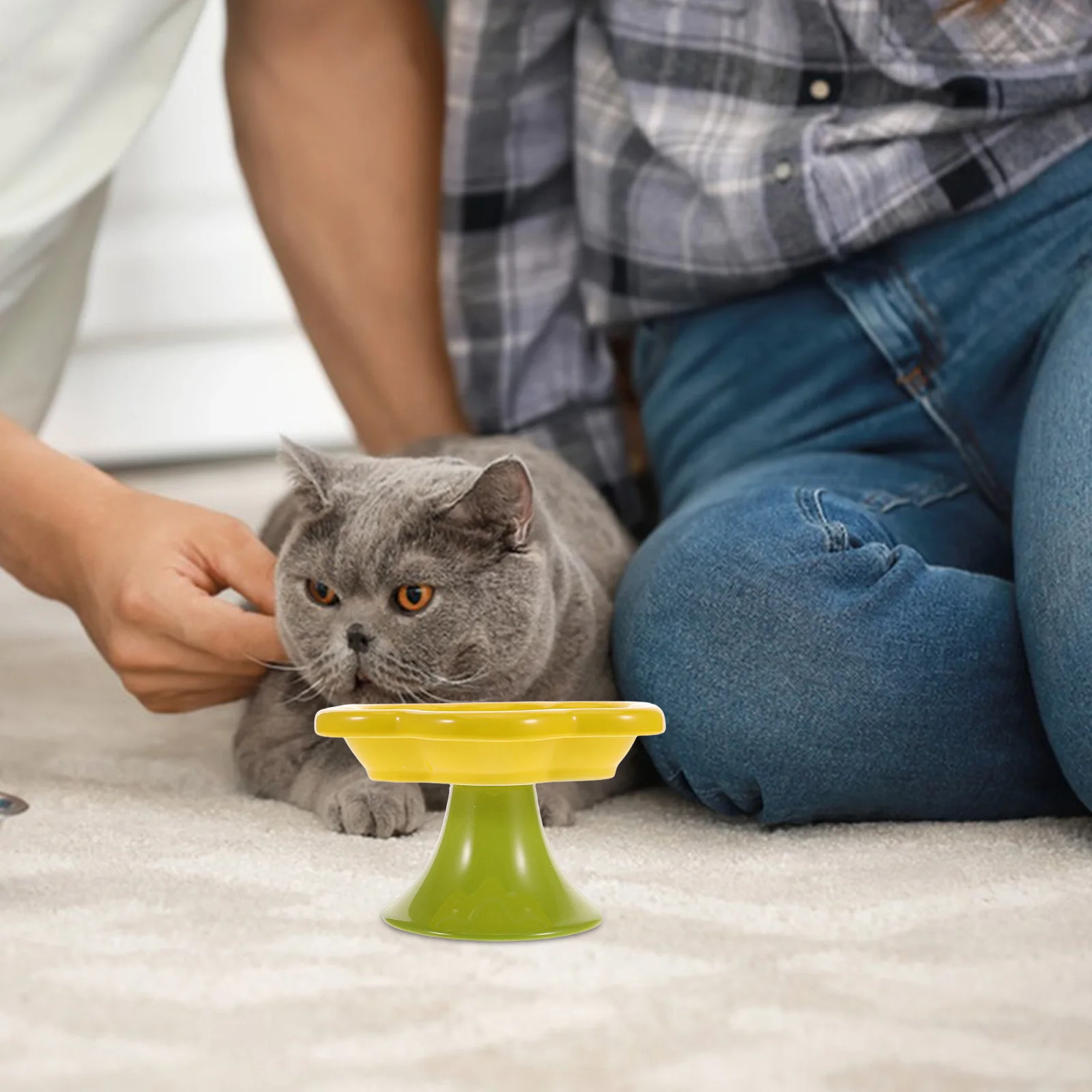 

Ceramic Raised Cat Bowl Elevated Pet Food Water Feeding Bowl Flower Shaped Ergonomic Elevated Cat Bowls for Food and Water