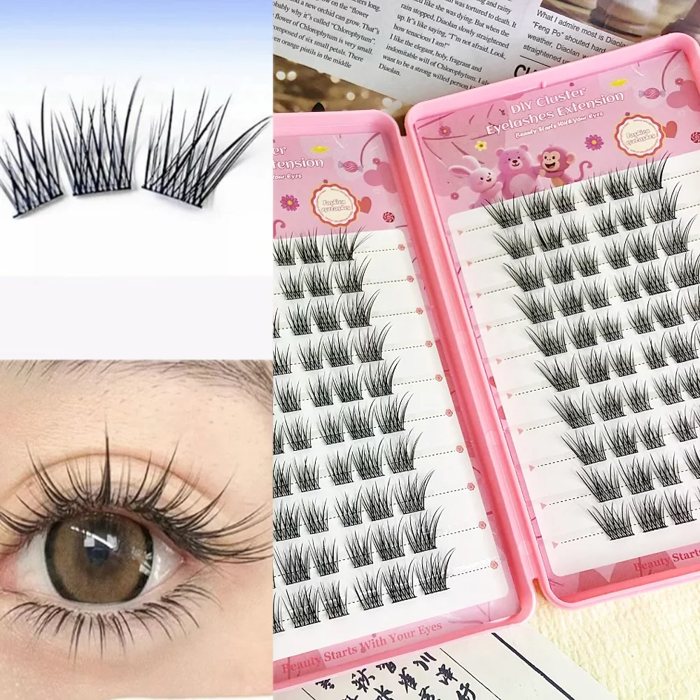 

False Eyelashes Are Can Be Directly Adhered Without Glue - 120 Clusters, Fine Black Clusters, Light and Long, Glue-Free False E