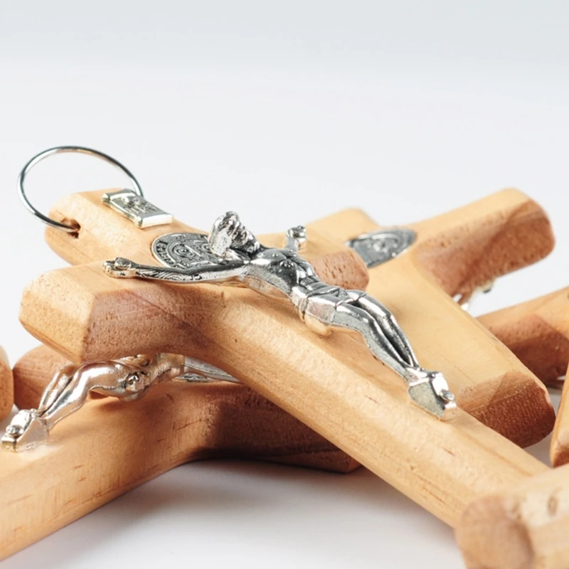 2025 New Handmade Wood Jesus Crucifix Wall Decoration Jewelry Religious Necklaces Pendant Making Prayer Hand Holding