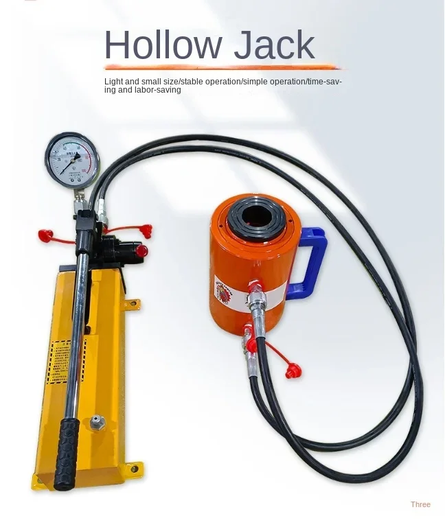 cross-border Hollow jack 100 ton double acting hydraulic oil separation hollow oil cylinder