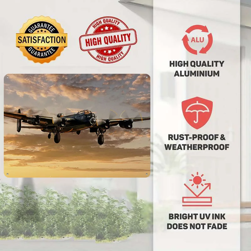 RAF BBMF Lancaster Bomber on Final Approach Metal Poster Perfect Gift for Fans Lovers Customized Wall Art Metal Sign for Decor
