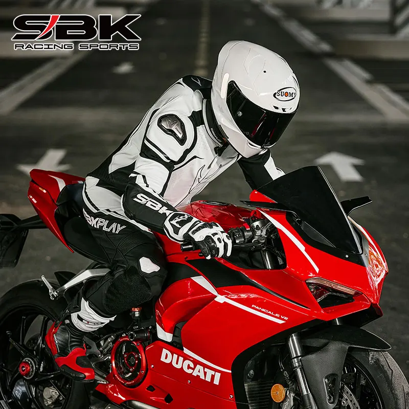 SBK One-piece Leather Racing Suit, Racing Track Motorcycle Suit, Men's Anti Fall Heavy Motorcycle Suit, Four Season Women's Suit
