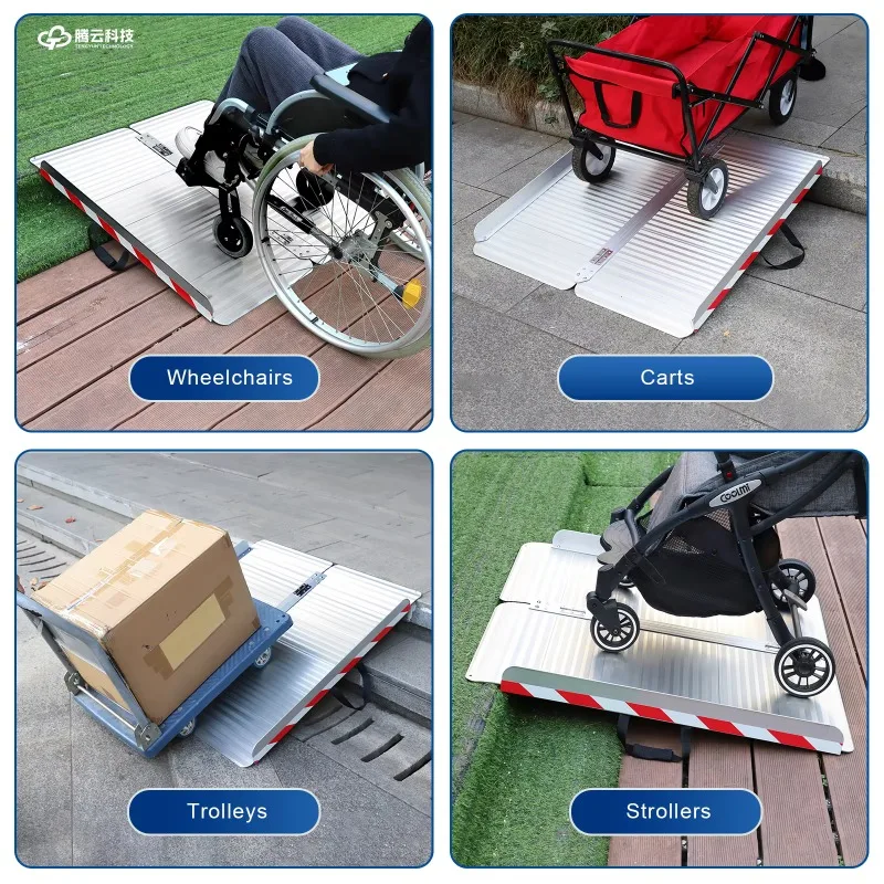 New Tengyun MR607X Aluminum Wheelchair Ramp Replacement, Durable 800 Lbs Load Bearing, Non-Slip, Foldable, Electric
