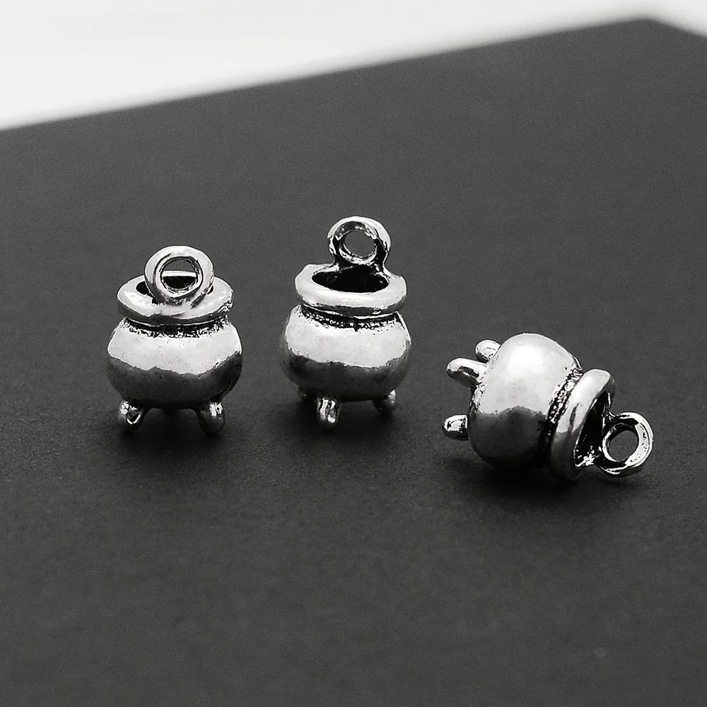 20 sztuk/partia-12x9mm kocioł wisiorki antyczne posrebrzane czarownica Halloween Charms materiały dla majsterkowiczów tworzenia biżuterii znalezienie akcesoria