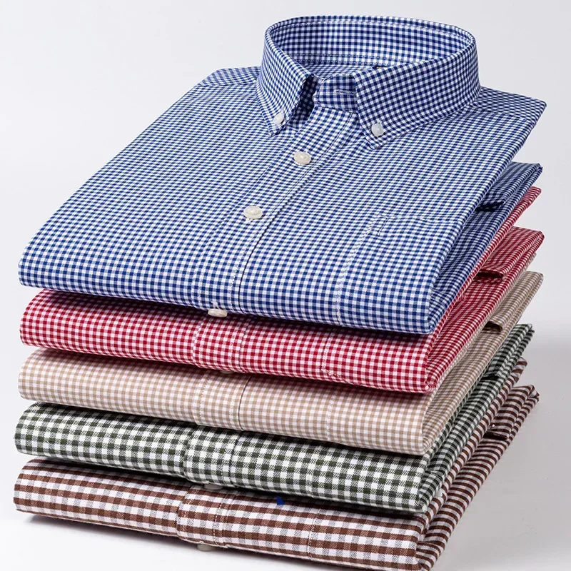 

100% Cotton men's long sleeve shirt plaid Casual Shirts classic fit slim fit formal shirt office clothes items top