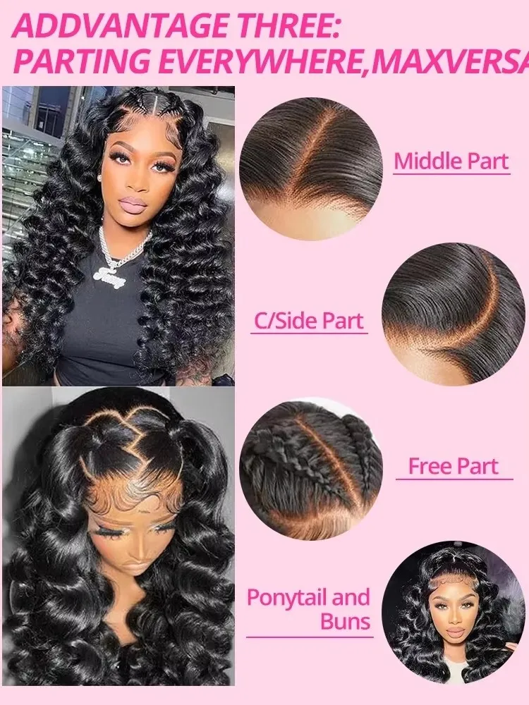 Parrucca a onde sciolte di densità 250 Parrucca per capelli umani 13x6 HD Parrucche anteriori in pizzo brasiliano 30 pollici 13x4 Parrucca frontale in pizzo a onde profonde per le donne