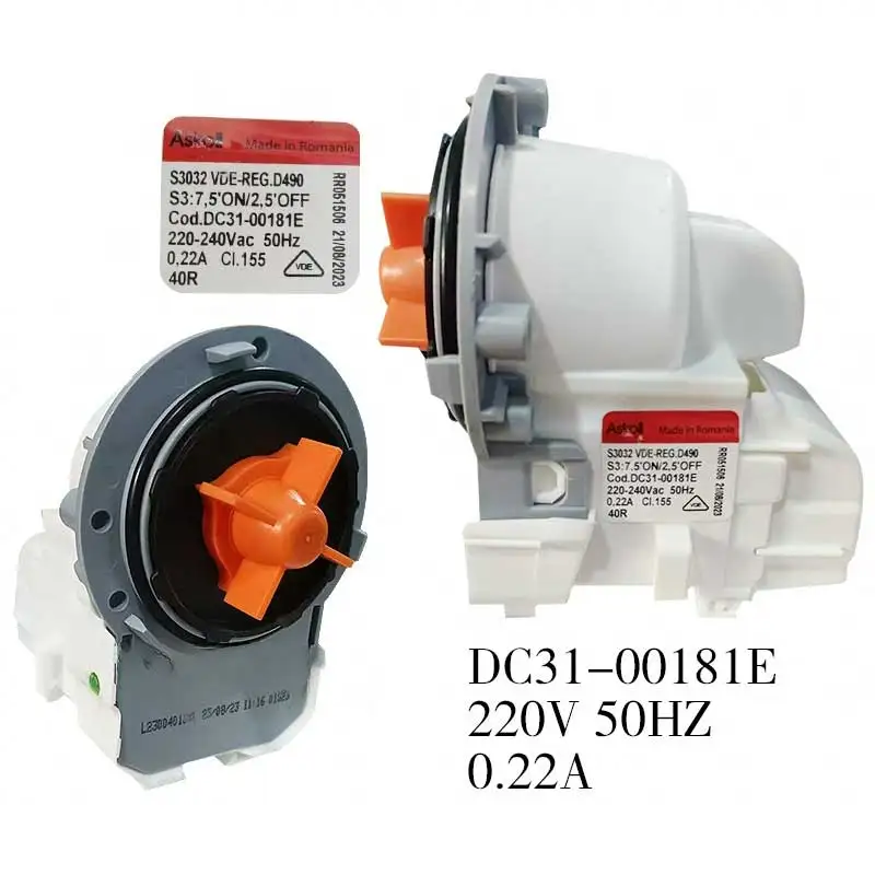 

Насос для слива воды DC31-00181E S3032 220V 50Hz для стиральных машин Samsung, запчасти для сливного насоса стиральной машины.