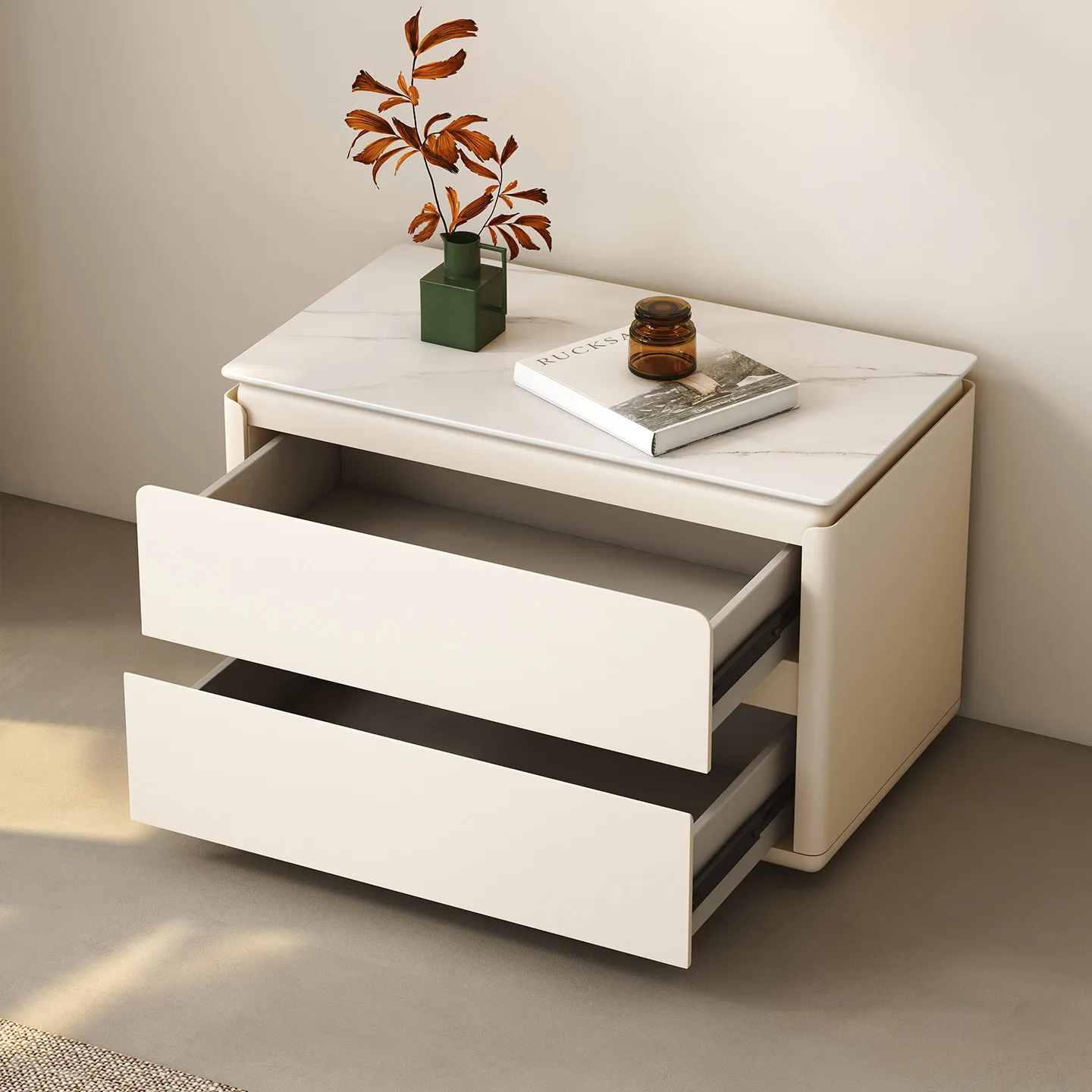 DSA all solid wood bedside table simple cream style home bedroom light luxury high-end locker