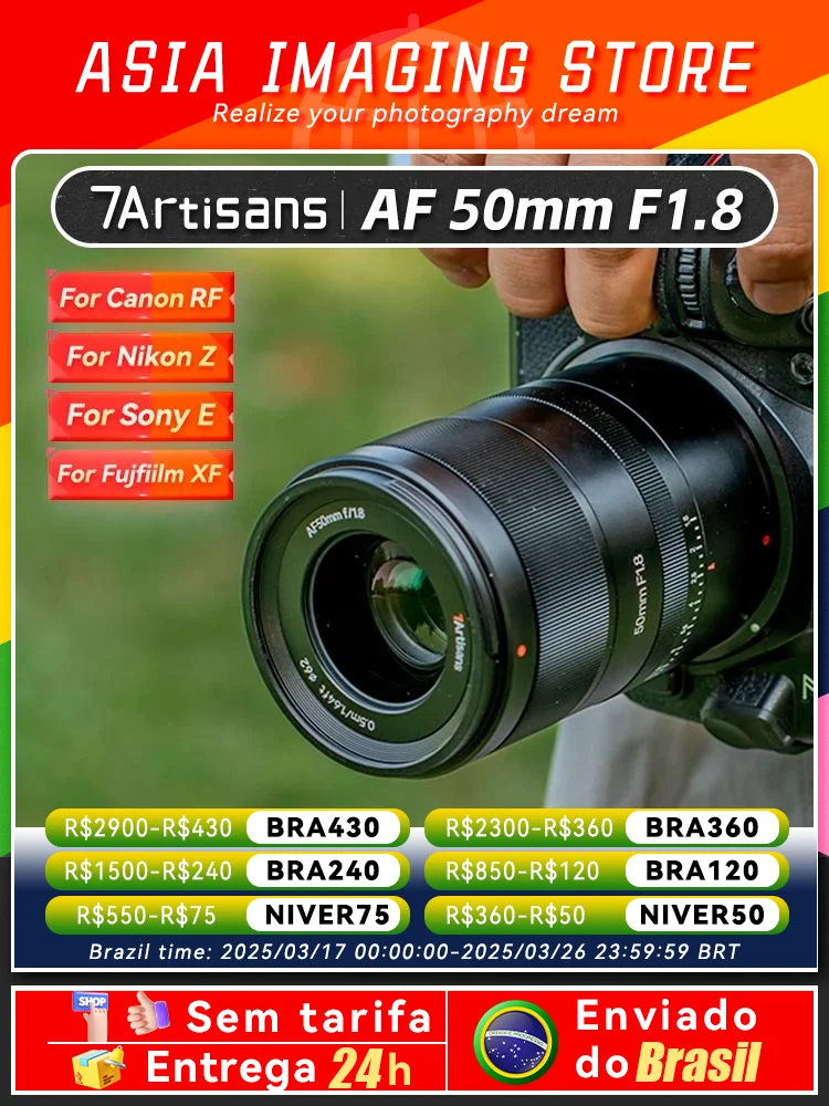 【 Do Brasil 】 7Artisans  AF 50mm F1.8 Full Frame Mirrorless Camera AutoFocus Lens for Sony A7IV A7III Nikon Z 7 Artisans 50 1.8