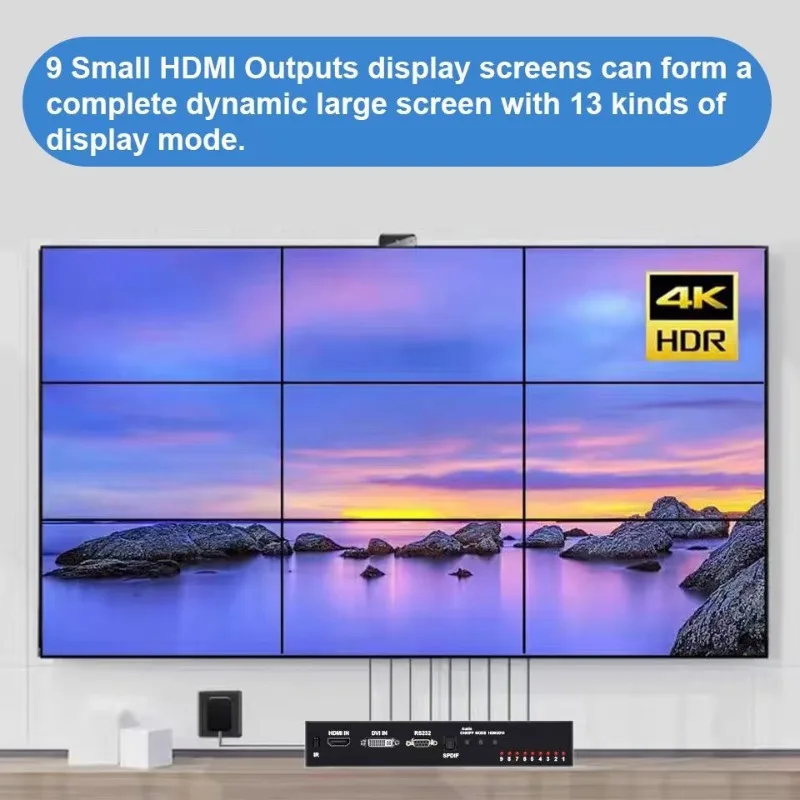 4K3x3HDMIDVI TV Video Screen Splicing Screen High Definition 4K Screen 2/4/6/8/9-Port Multi Screen Splicing