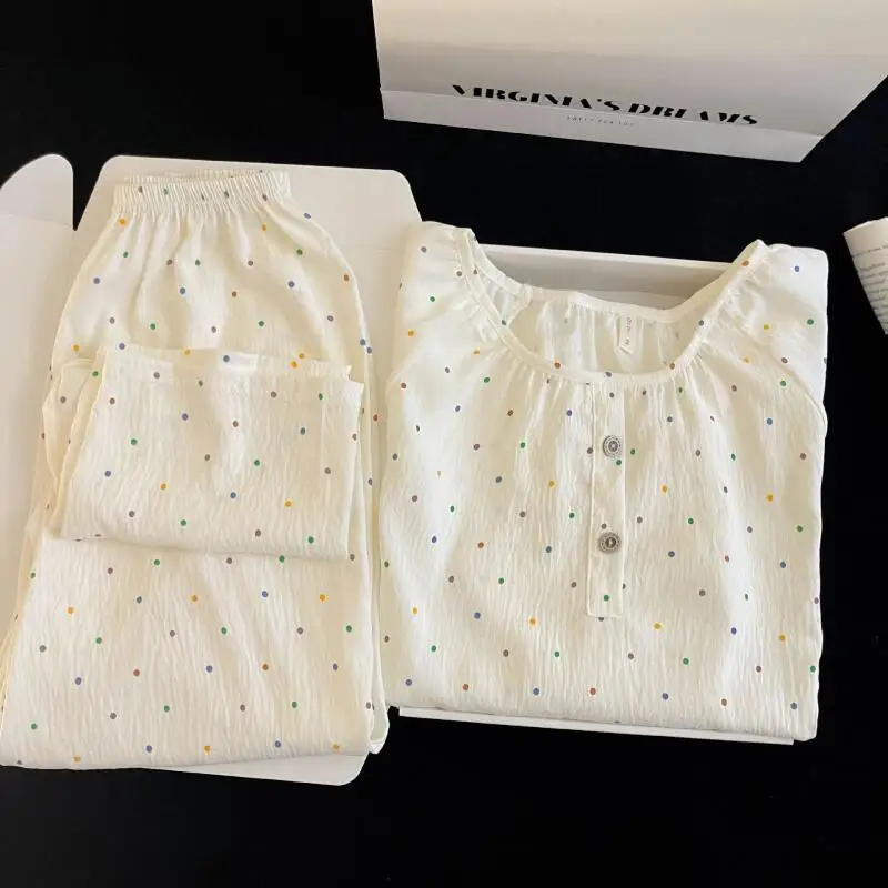 Girls Long-Sleeved Trousers Home Clothes Set Women's Sweet Cartoon Round Neck Pullover Pajamas Girls Fashion Soft Two-Piece Set