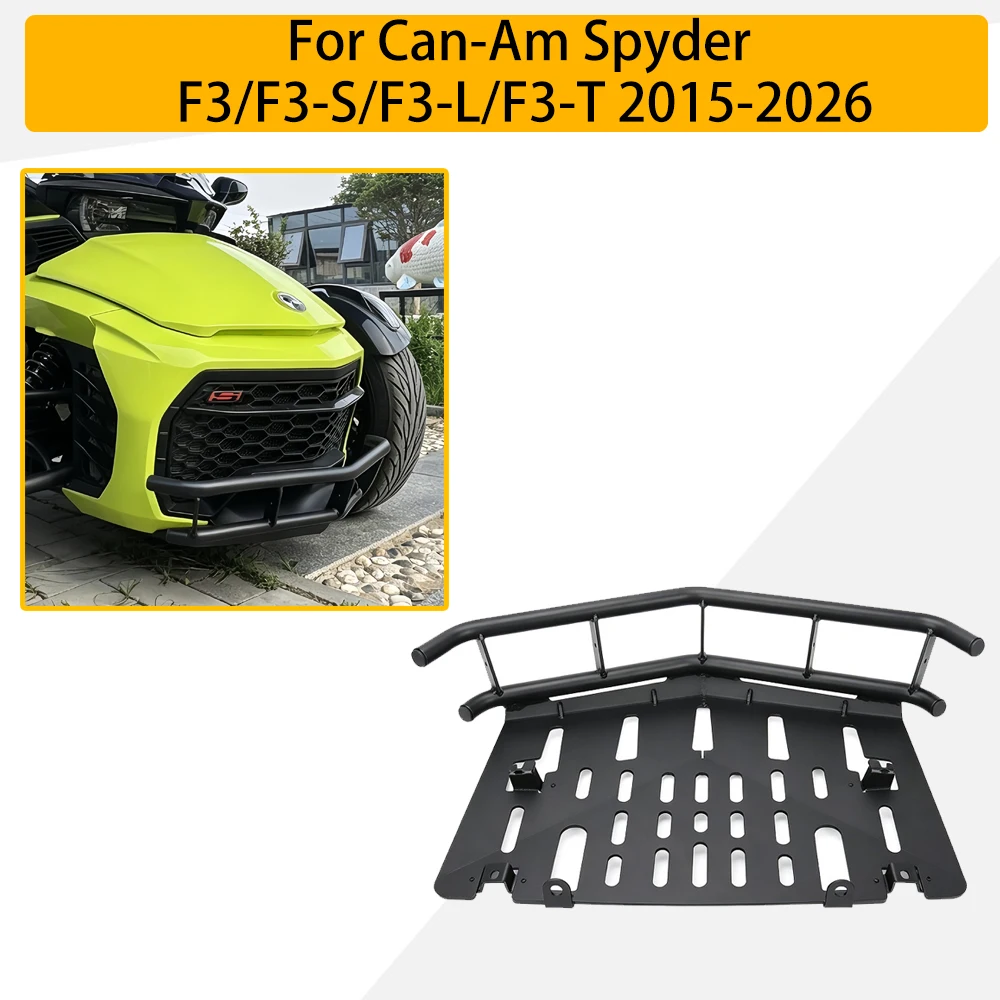 

Motorcycle Performance Black Aluminum Tubular Front Bumper with Skid Plate Cover For Can-Am Spyder F3/F3-S/F3-L/F3-T 2015-2026