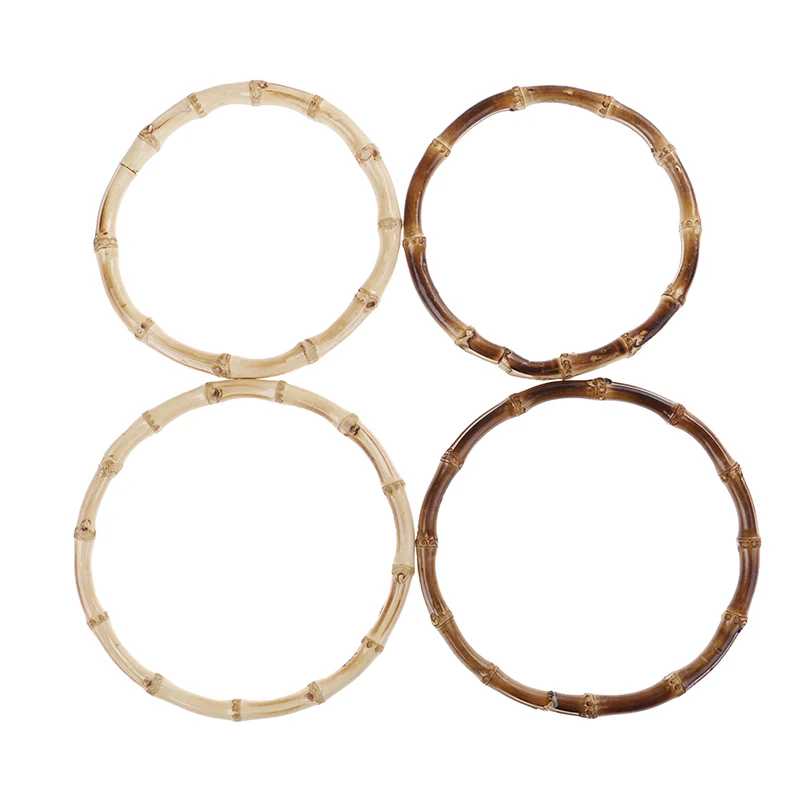 1 Pair 2 Sizes High Quality Round Bamboo Bag Handle For Handbag Handcrafted DIY Bags Accessories Plastic Handle