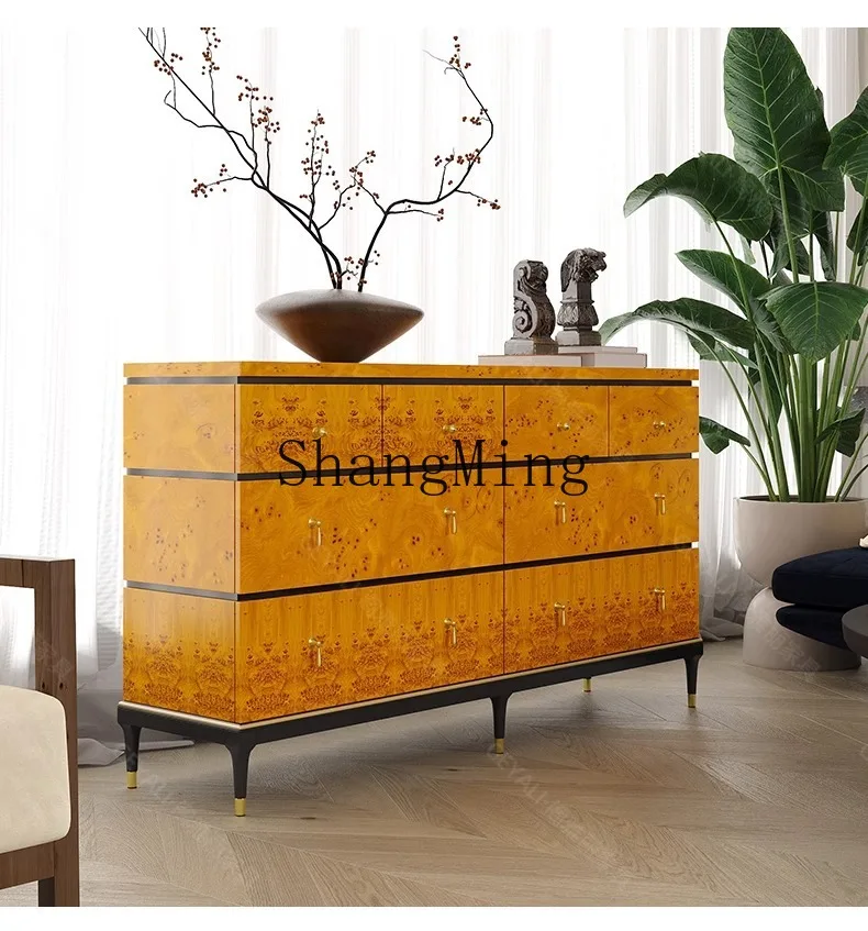 ZYY light luxury eight-bucket cabinet living room storage locker modern simple solid wood drawer cabinet