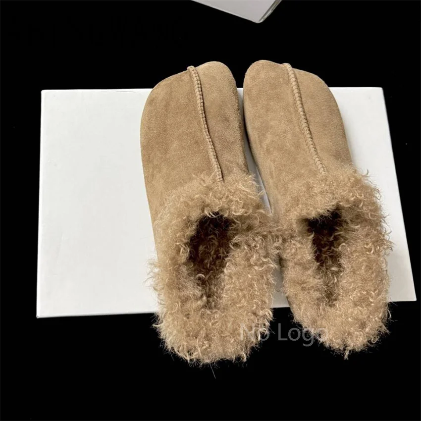 2026 Winter New Suede Inside Fur Flats Loafers Slip On Square Toe Casual Lazy Office Shoes Lazy Shoes Women Casual Shoes Mujer