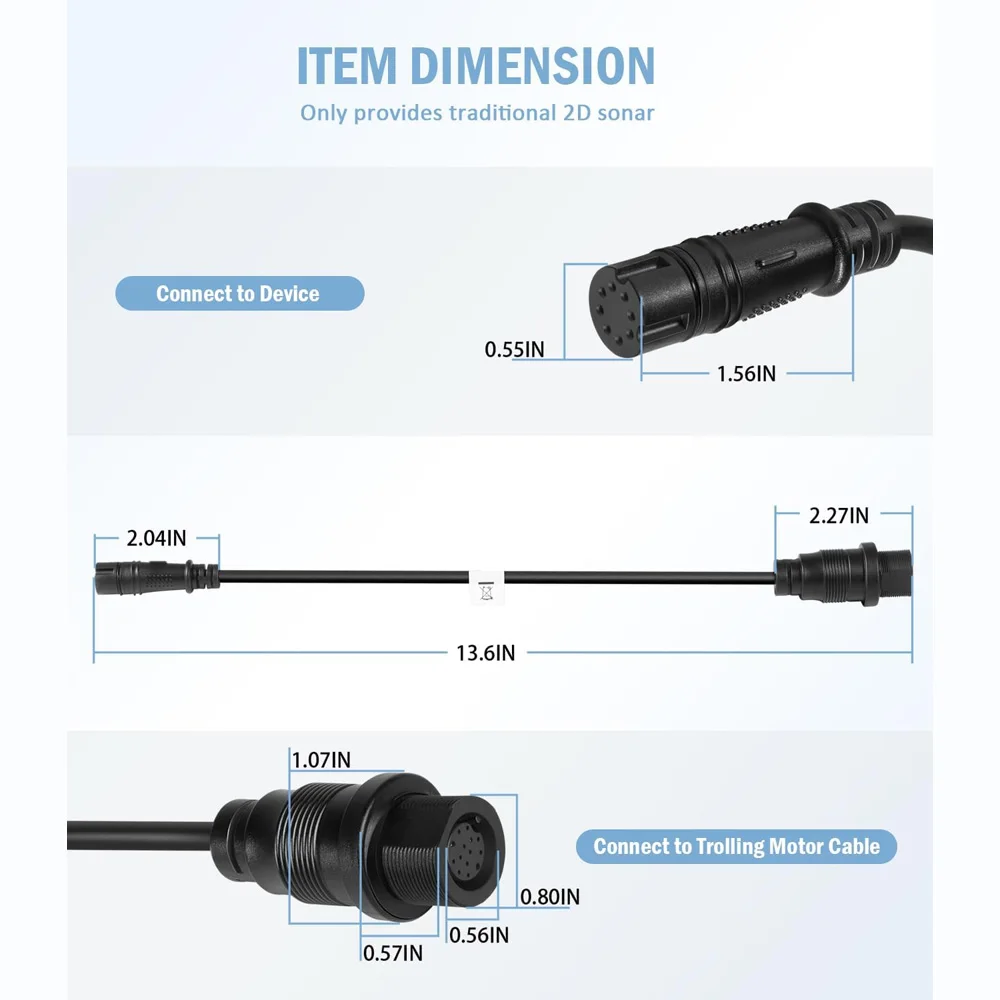 Replace for1852078 MKR-DSC-15DSC Transducer Adapter Cable/8-PIN AdapterCompatible with Lowrance Fish Finders and Minn Kota Motor