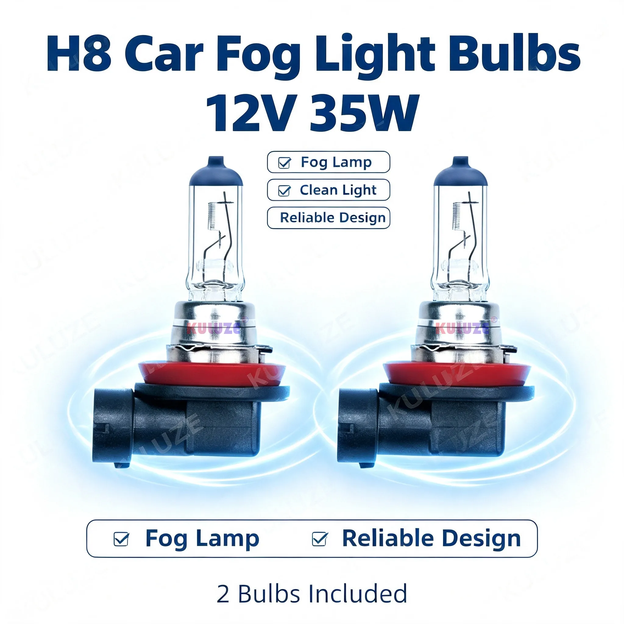 2pcs H8 12V35W UV Quartz Fog Lamp 3200K Clear Bright Halogen Halogen Car Bulbs
