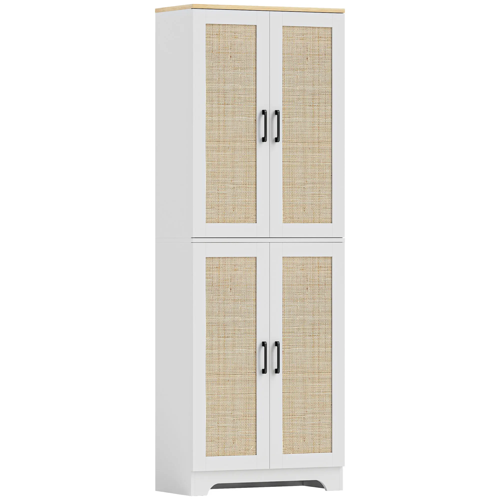 HOMCOM Alacena de Cocina con Estantes Ajustables Puertas de Ratán Blanco