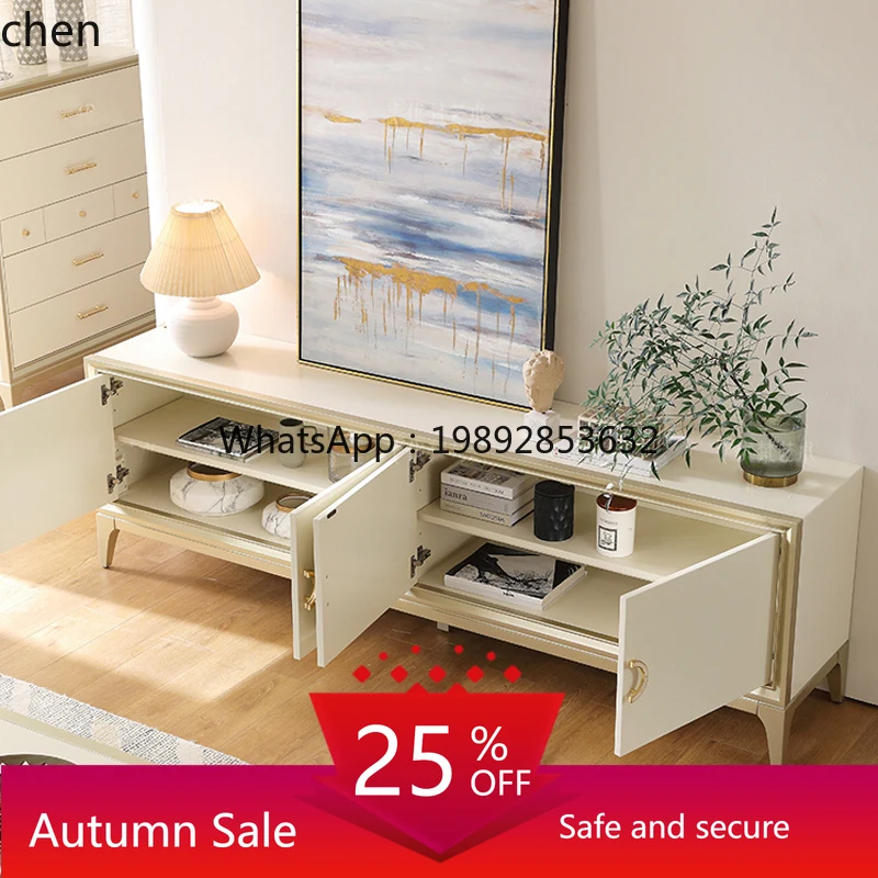 

TV cabinet, living room coffee table combination, modern small apartment floor cabinet, champagne storage cabinet