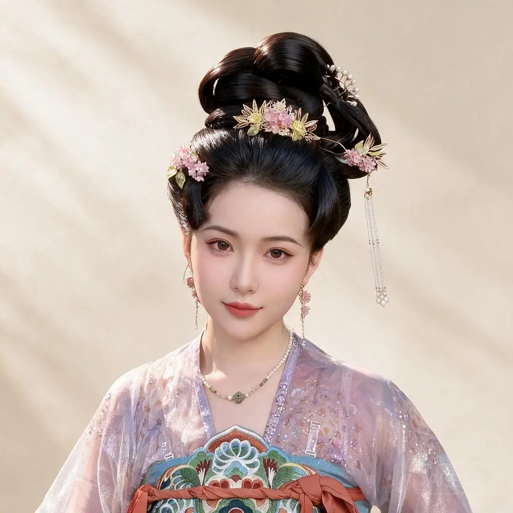 Hanfu Hair Accessories Set Vintage Song Style Purple Hydrangea Bamboo Leaf Hair Crown Tassel Hairpins Sticks Clips Hook Earrings