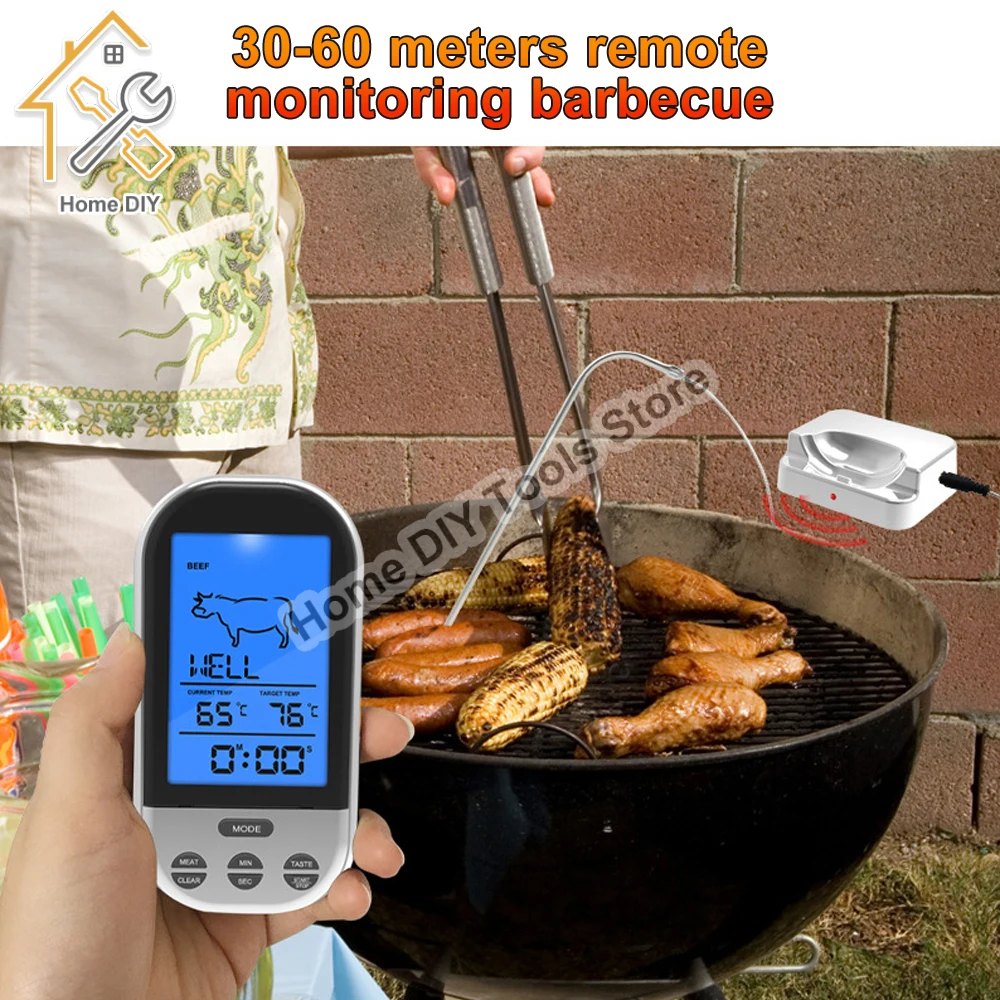 

Wireless Digital Kitchen Thermometer LCD Display Temperaure Sensor Meter Remote Temperature Monitor BBQ Probe Thermometer Tool