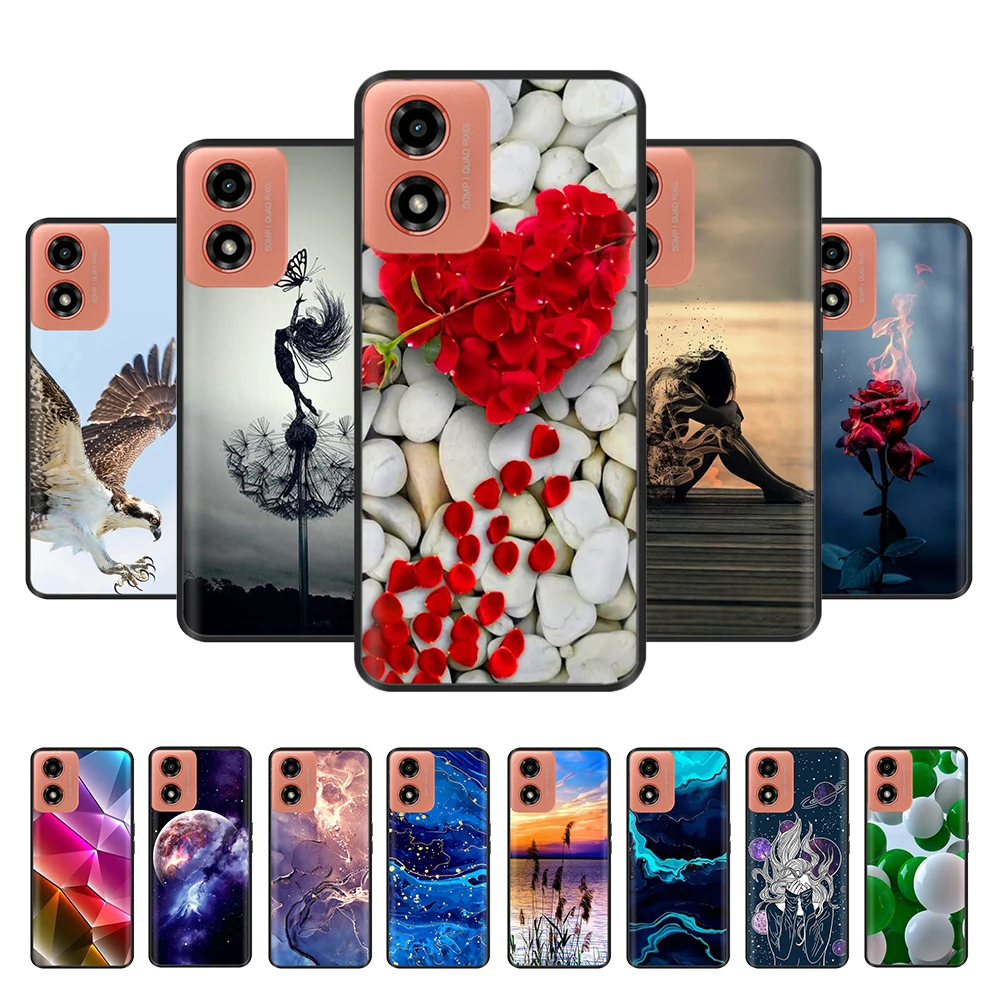 For Motorola Moto G04s Case Cute Silicone Soft TPU Phone Cover for Moto G04 MotoG04 Fundas Printed Flower Marble Coque Capas