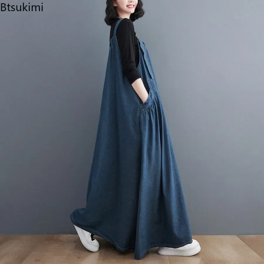 2026 Women's Denim Clothing Spring Autumn Sleeveless Suspender Dress Temperament Loose A-Line Long Straps Skirts Jeans Vestidos - view 4