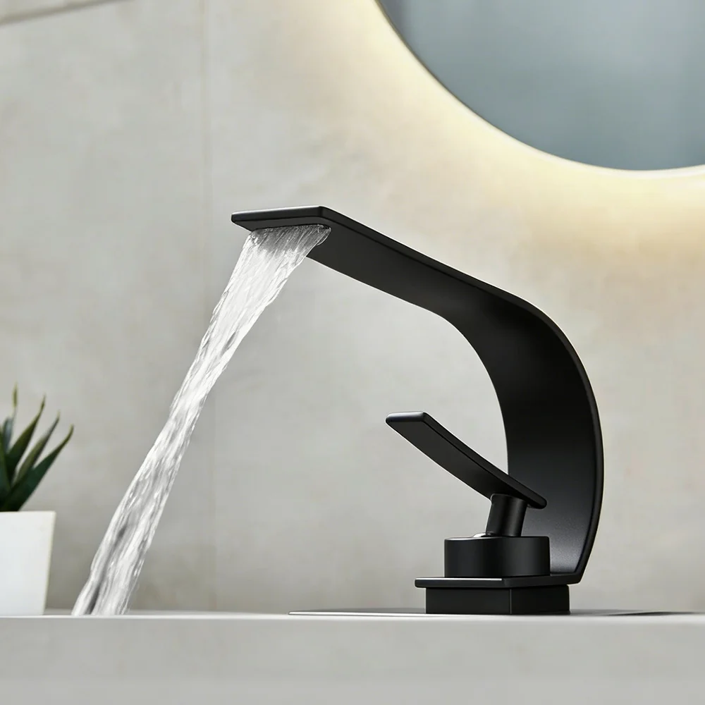 

Смеситель для раковины с дизайном «Луна» (C-образный), креативный, для холодной и горячей воды, современный, для ванной комнаты