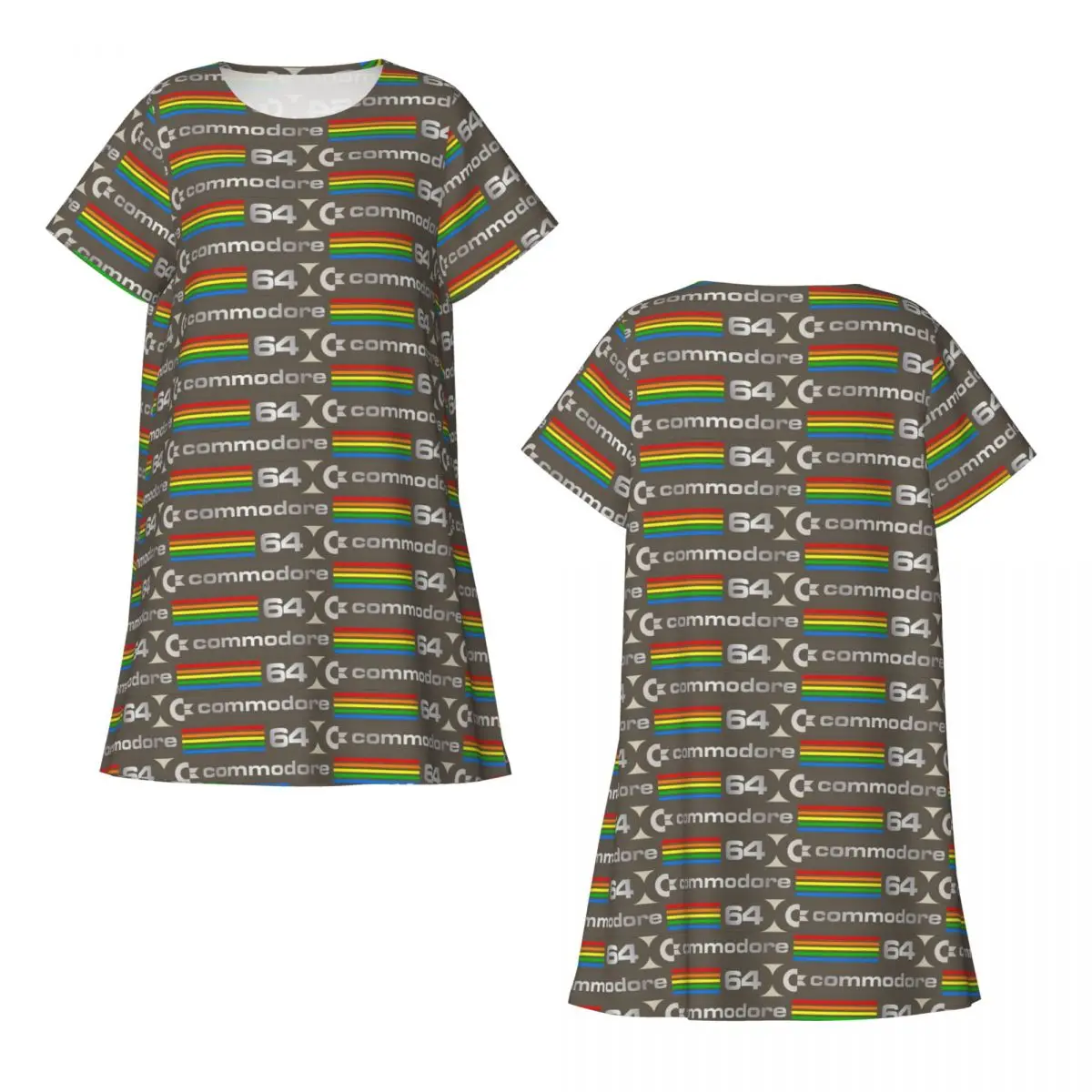 Custom Commodore 64 - Version 3a Short Sleeves Nightdress For Sleepshirts Women Short Sleeve Nightgowns Soft Pajama Dress
