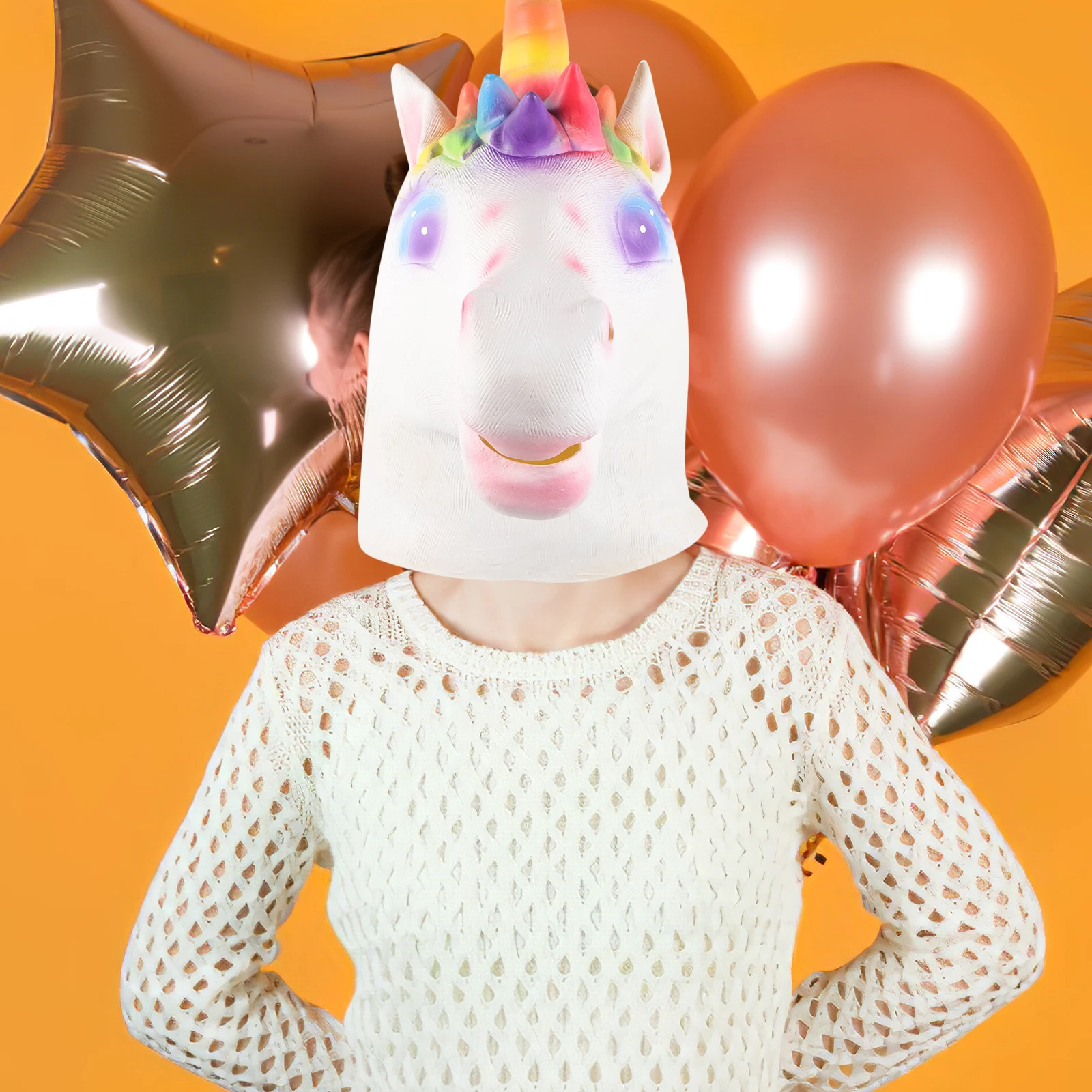 ยูนิคอร์นหัวหน้ากากสัตว์สําหรับผู้ใหญ่ Masquerade Party Props Full Head Unicorn ชุดคอสเพลย์ฮาโลวีน