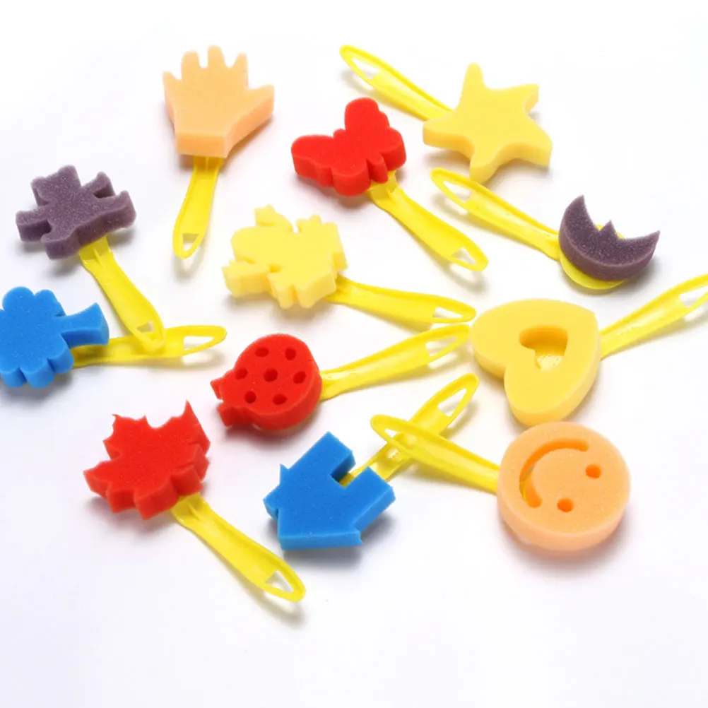 

12 Pcs/Set Painting Sponge Brush for Kids Childrens Sponges Pen Sketching Handle Washable Brushes Toddlers