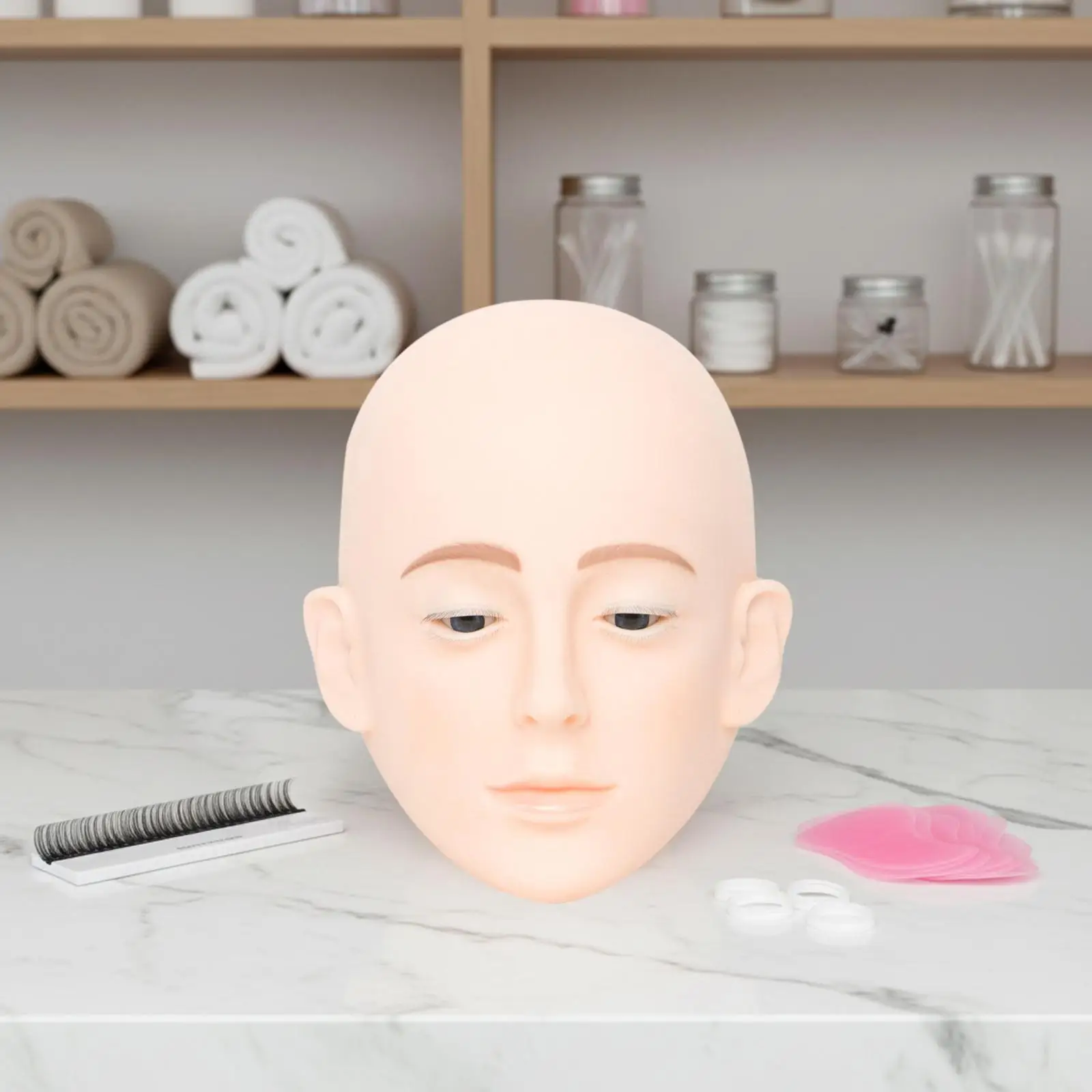 

Eyelash Mannequin Head Training Supplies Cosmetology Doll,Makeup Practice Practice Training Head for Home Eye Lashes Stylist