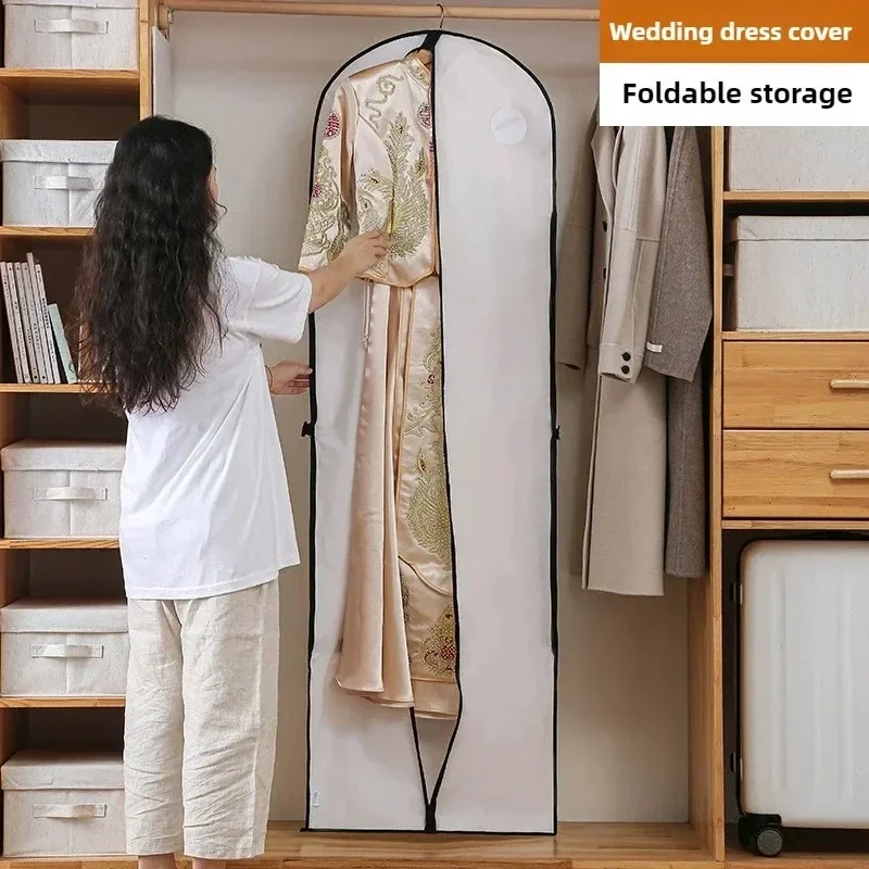 60x180cm Clothes Dust Cover Garment Bag Suit Dress Jacket Coat Protector Dustproof Storage Cover for Travel Wedding Closet Use