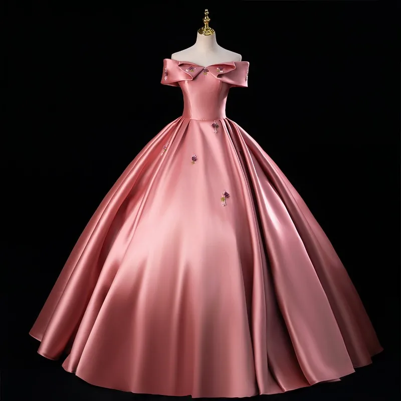 

Sonhar Vestidos Pink Party Dress Sweet Quinceanera Dresses Off The Shoulder Prom Gown Real Photo Formal Gowns For Girls