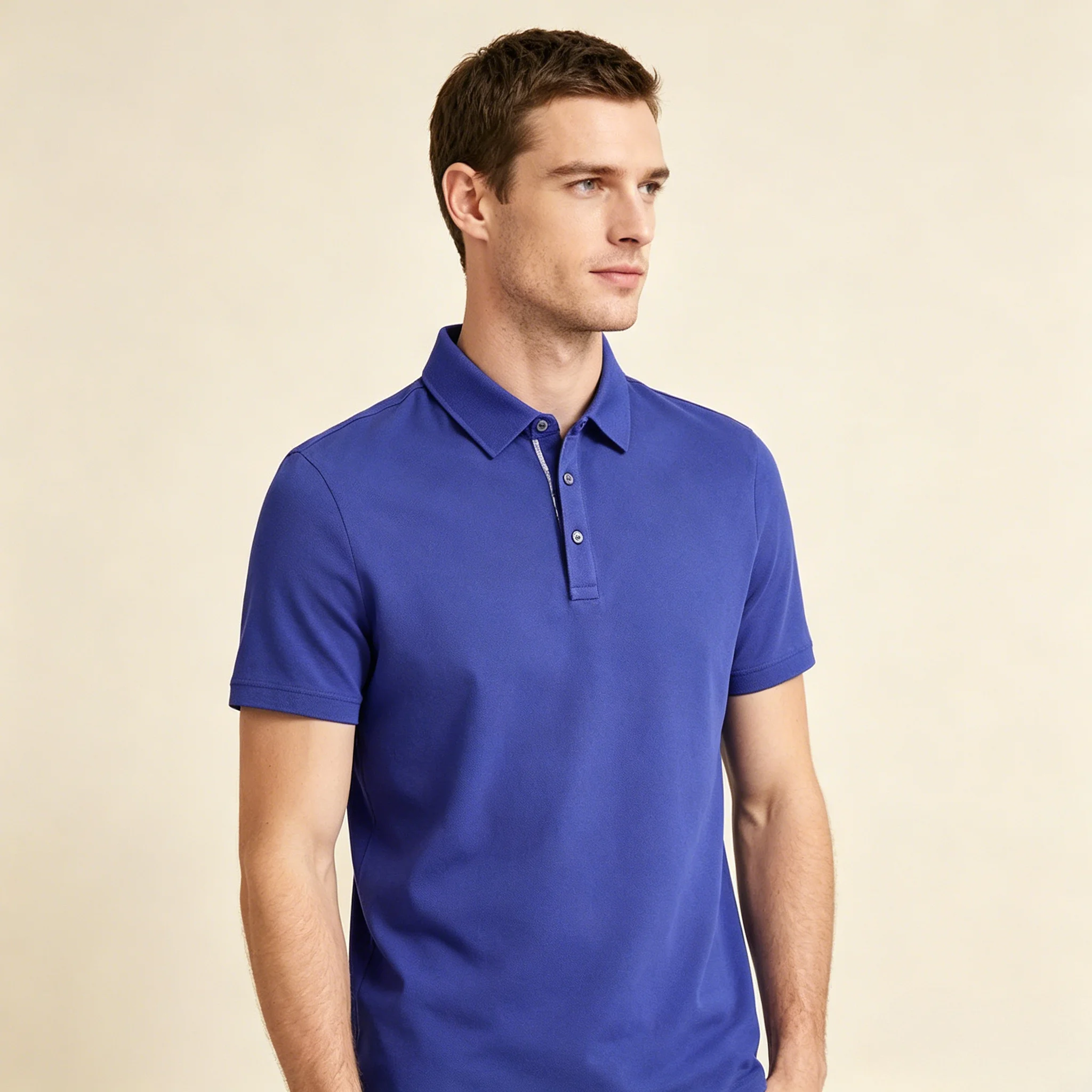 Summer High-Quality New 100% Pure Cotton Fashion Breathable POLO Shirt Men Simple Solid Color Short Top