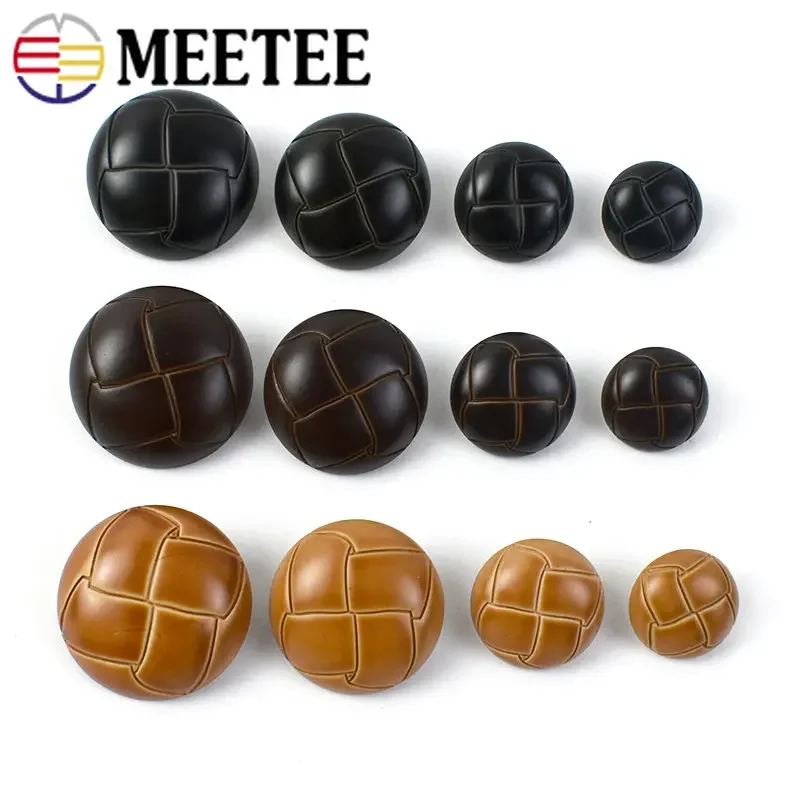 50/100Pcs 15/18/23/25mm Plastic Button Imitation Leather Retro Round Buttons For Coat Jacket Bag DIY Clothing Sewing Accessories