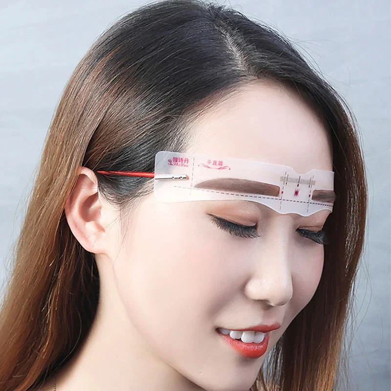 Outils de maquillage pour sourcils, 12 styles, stylo, crayon, cosmétique, pochoir à sourcils fixable, modèle de toilettage, autocollant réutilisable