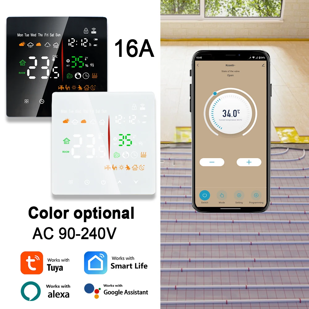 

Умный термостат Tuya Wi-Fi, система подогрева пола для газового котла, электрическое отопление, работа с Alexa Google Home