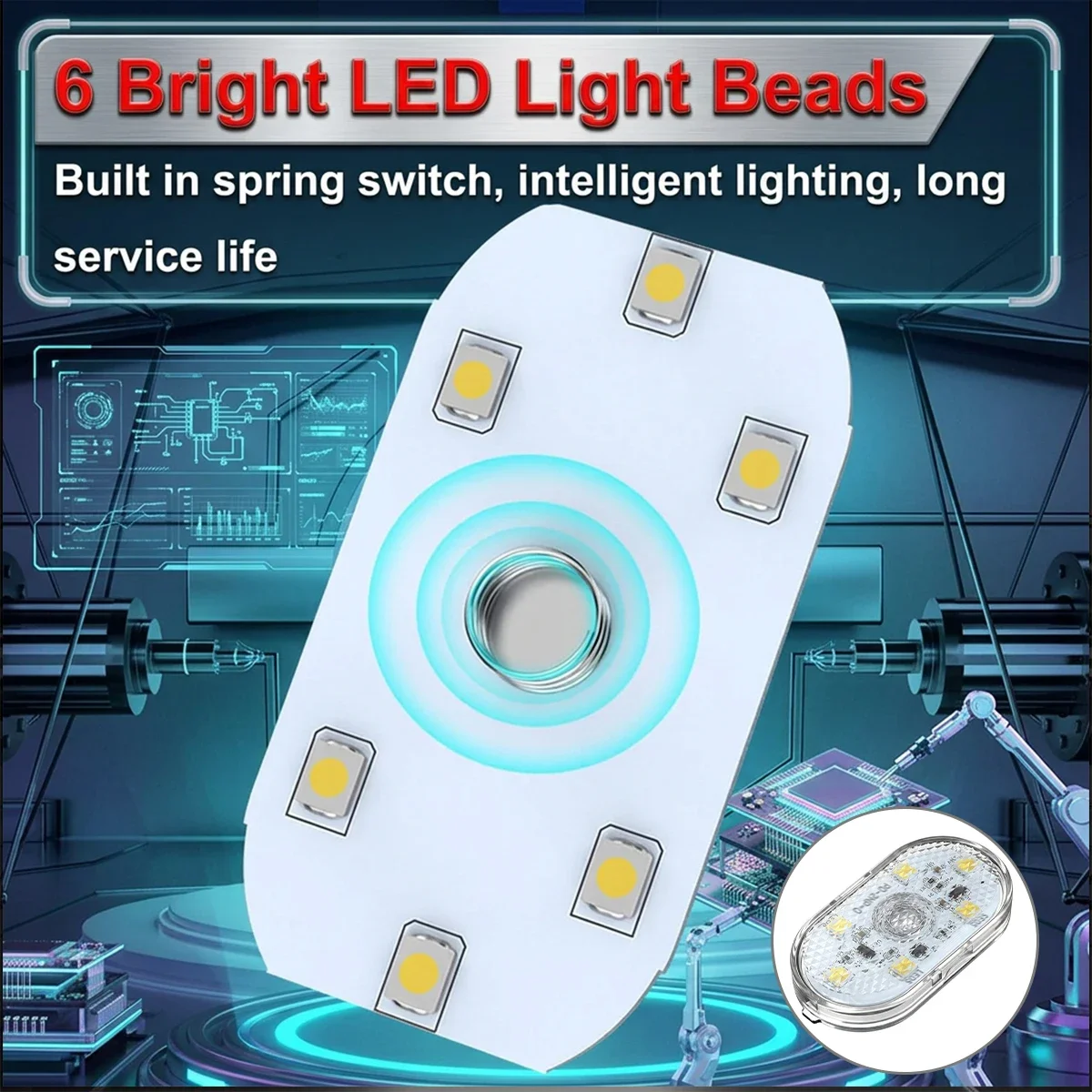 1-4 Stück Touch-Licht für Auto, LED-Licht mit 6 hellen LED-Perlen, Finger-Touch-Sensor, Leselampe, sanfte Beleuchtung für Kofferraum und Motorhaube – Detail 6