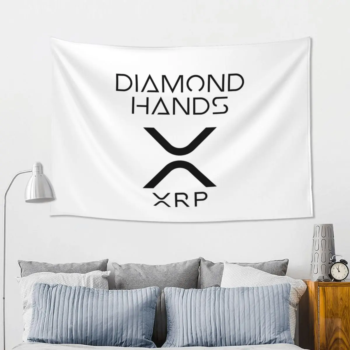 XRP Ripple Crypto Diamond Hands Tapestry Funny Wall Hanging Aesthetic Home Decor Tapestries for Living Room Bedroom Dorm Room