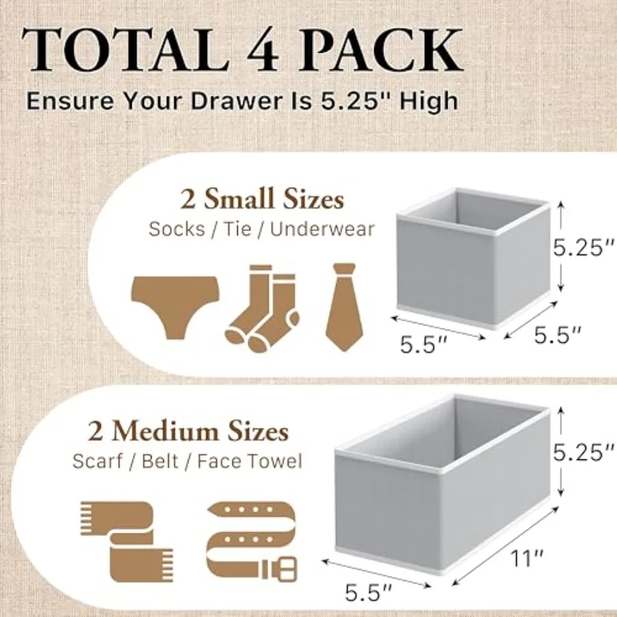 Underwear Drawer Organizer,,for Sock/Bra/Undergarment/Panty/Onesie, Collapsible