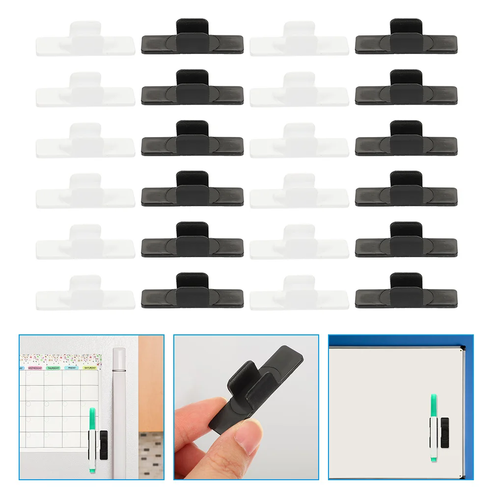 24 Pcs Penholder Adhesive Pencil Clips Fixing Clamp Plastic Portable Abs Holders Office