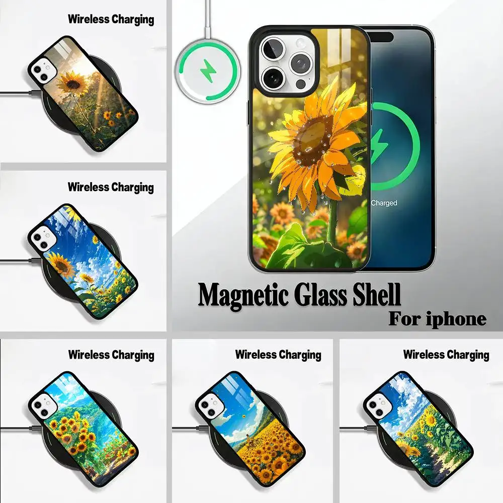 

Sunflowers Printed Matte Wireless charging phone case compatible with iPhone 17/16/15/14/13/12/11