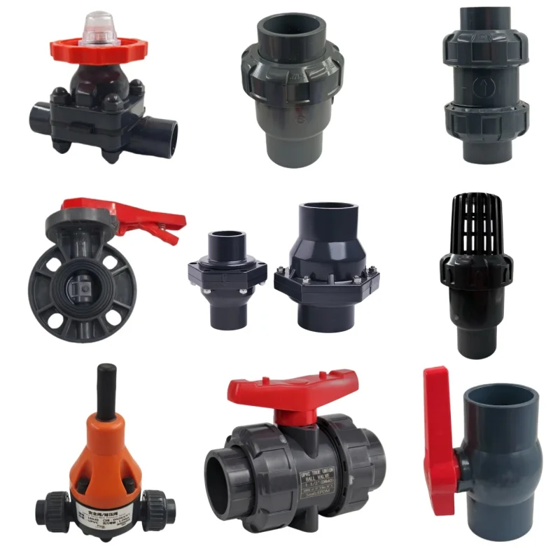 20–63mm Dark Grey UPVC Pipe Connectors | Aquarium Drain Quick Fittings | Garden Irrigation Tube Joints & Valves