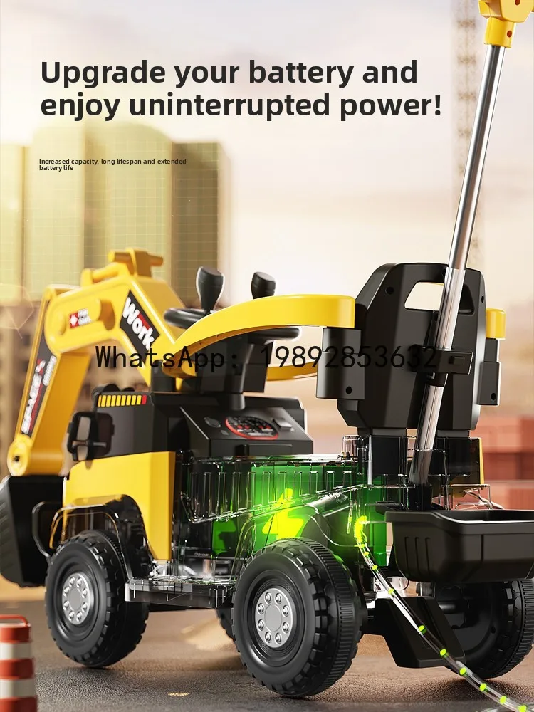 TQH Children's Excavator Ride-On Toy Electric Digger Remote Control Ride-On Construction Vehicle Hook Machine
