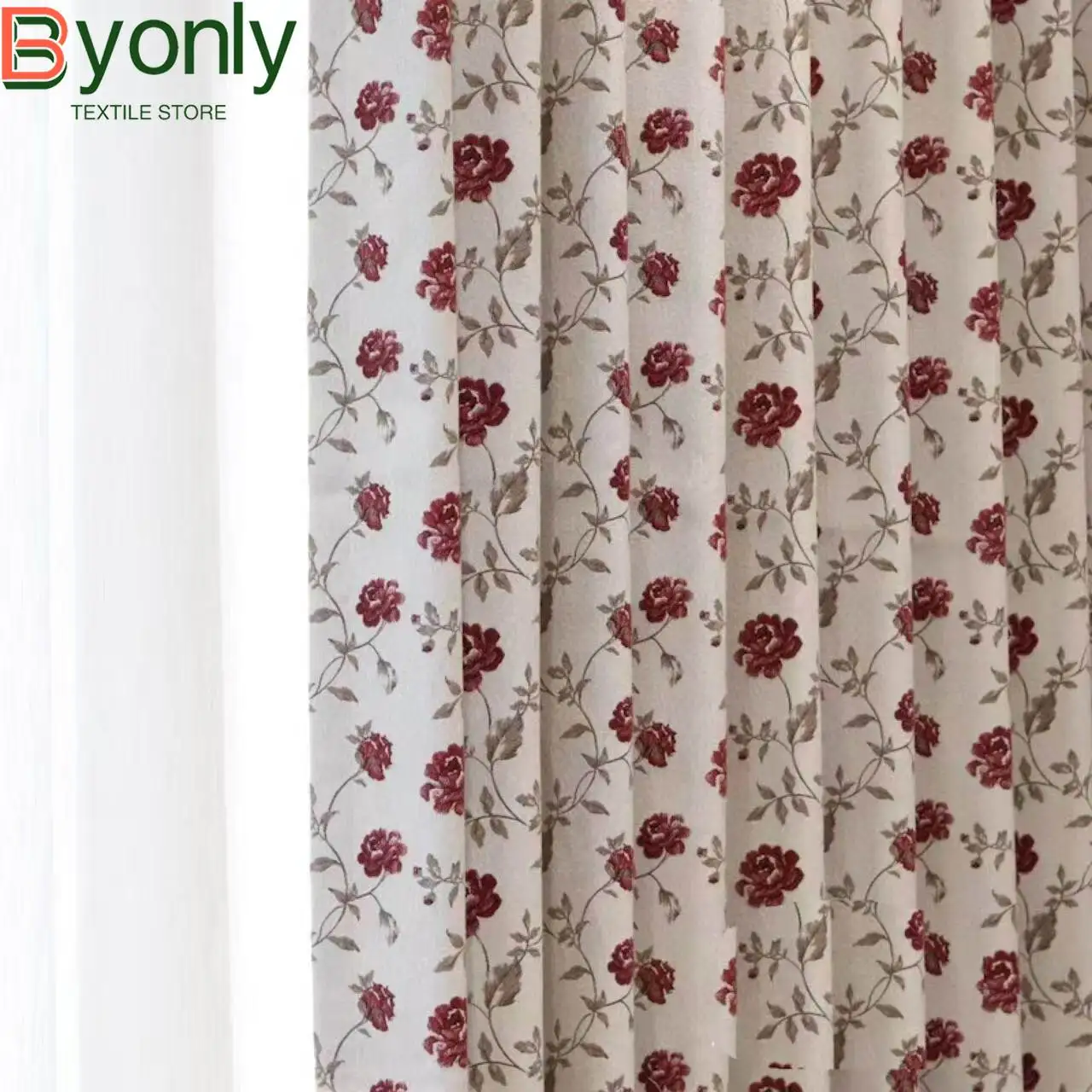 New French Retro Countryside Rose Flower Chenille Blackout Curtains for Living Room Bedroom Partition Curtains Customized