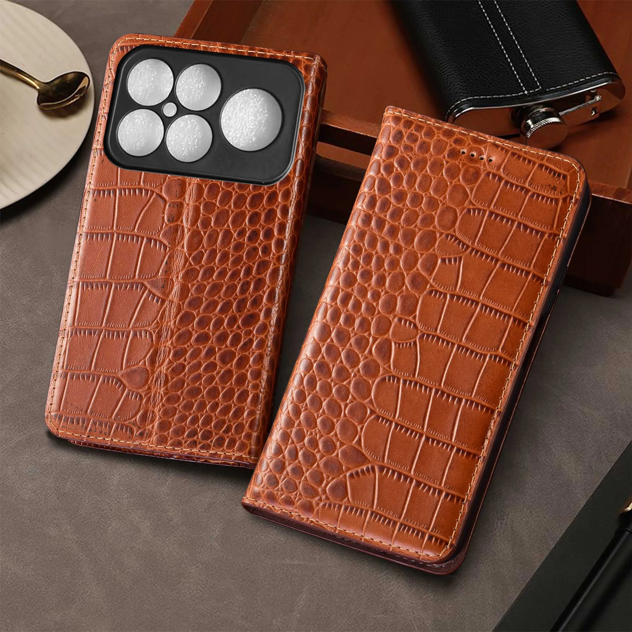 

Genuine Leather Phone Case For Redmi K50 K60 K60E K70 K70E K80 K90 Pro Max Ultra 5G Crocodile Pattern Of Wallte Flip Cover Cases
