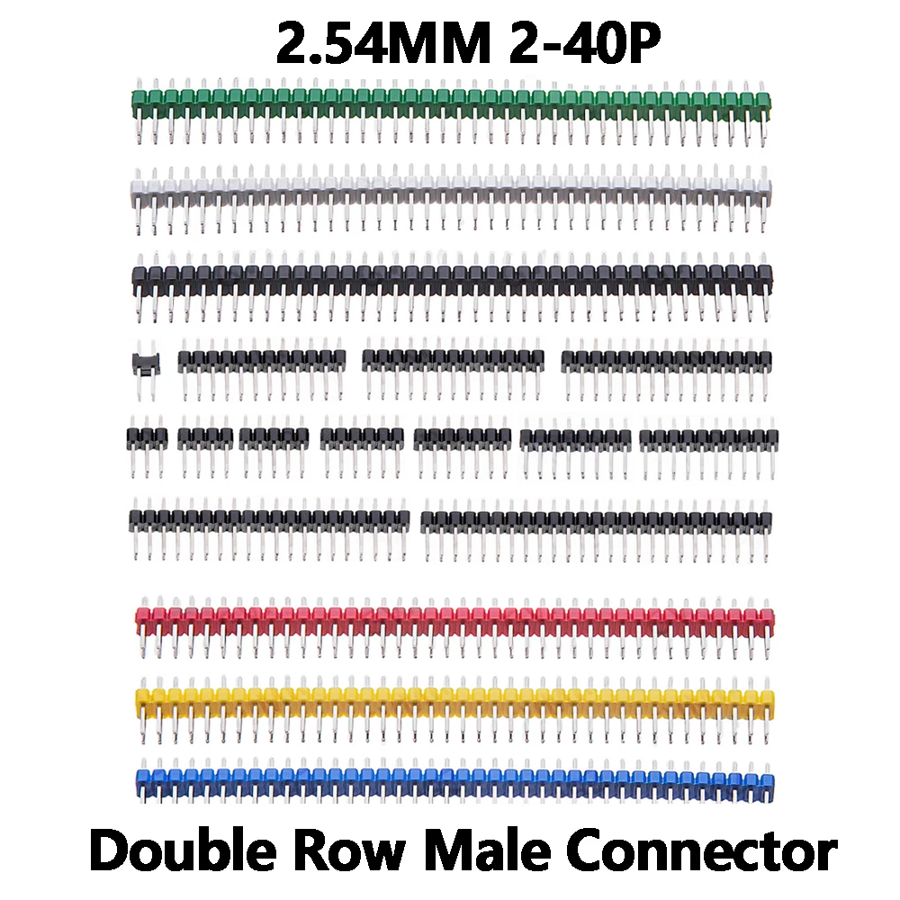 10PCS 10/12 4/6/8 2.54MM 2.54MM 2 * 2/3 Double Row Male 2~40P Breakaway PCB Board Pin Header Connector Strip Pinheader 15/20/40P