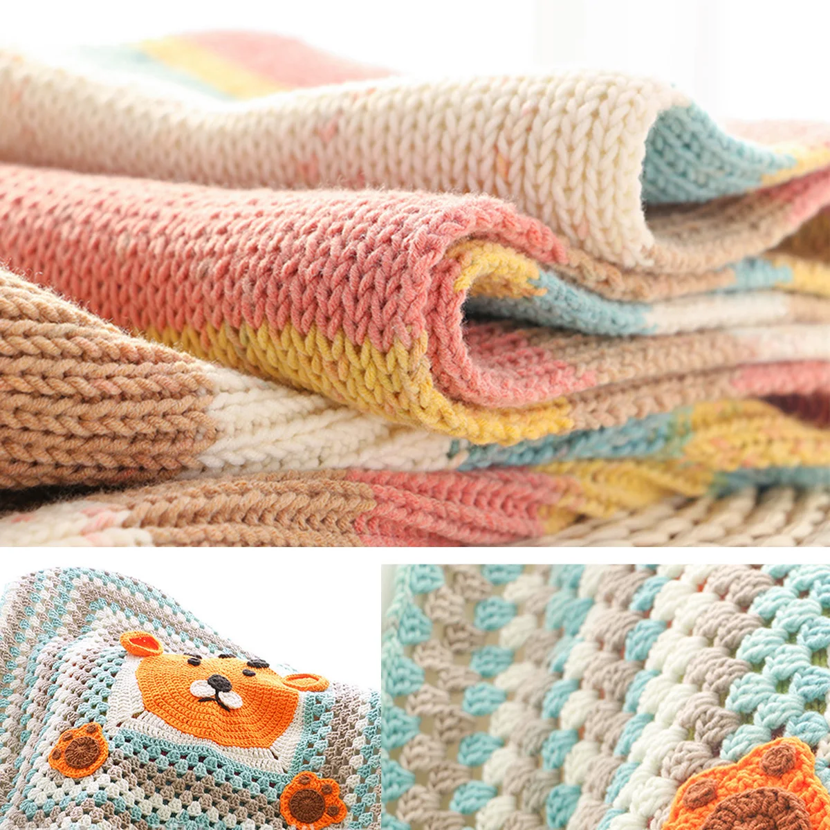 

Rainbow Cotton Wool Thread Crochet Threads Chenille Yarn Knitting for Sweaters Woolen Thick